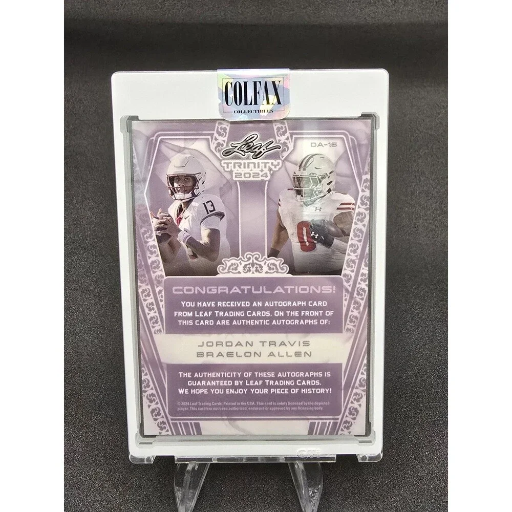 2024 Leaf Trinity Jordan Travis Braelon Allen Dual Rookie Auto RC /25 #DA-16